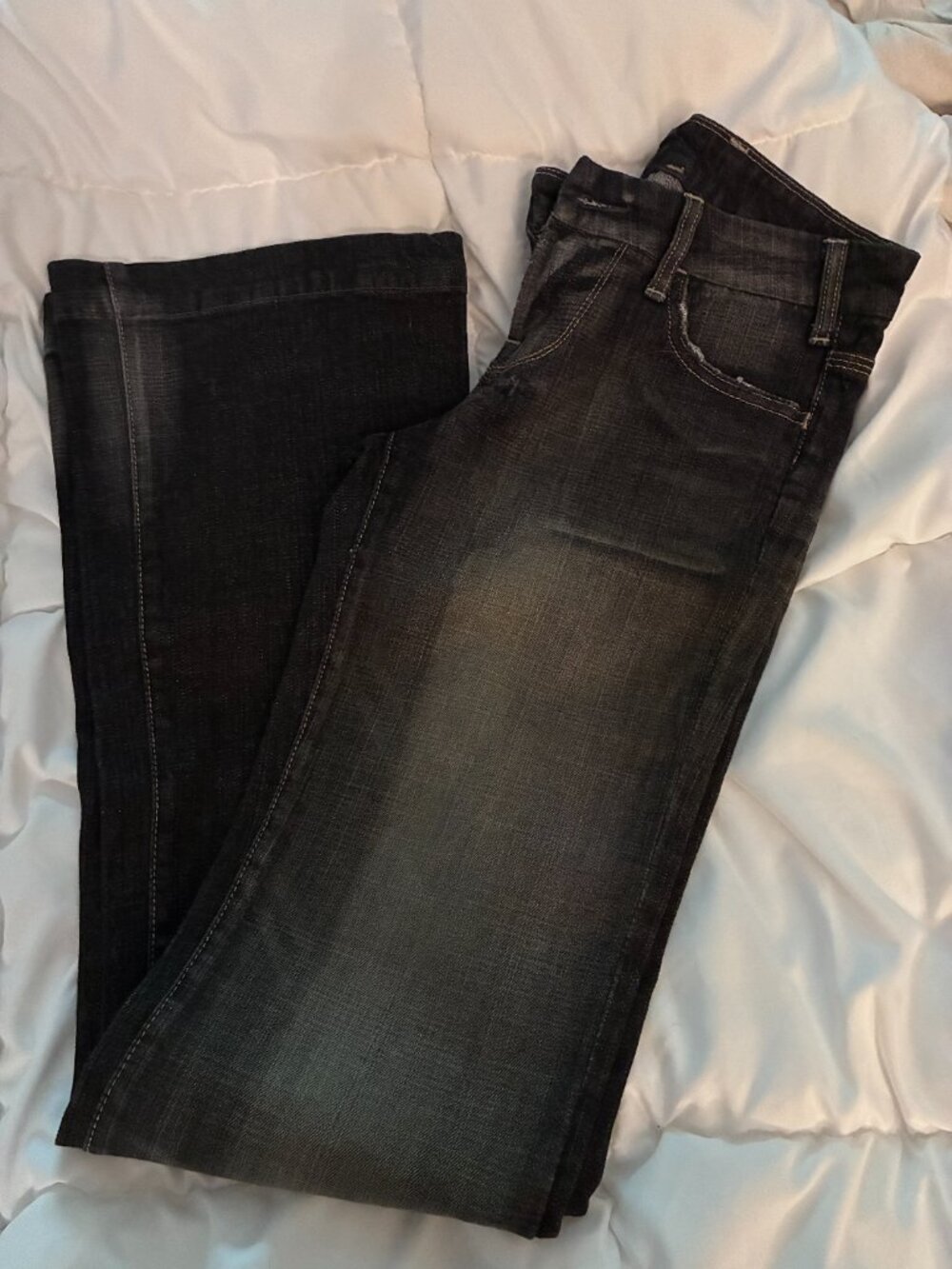 CITIZENS OF HUMANITY BLACK DISTRESSED WIDE LEG JEANS SIZE 27